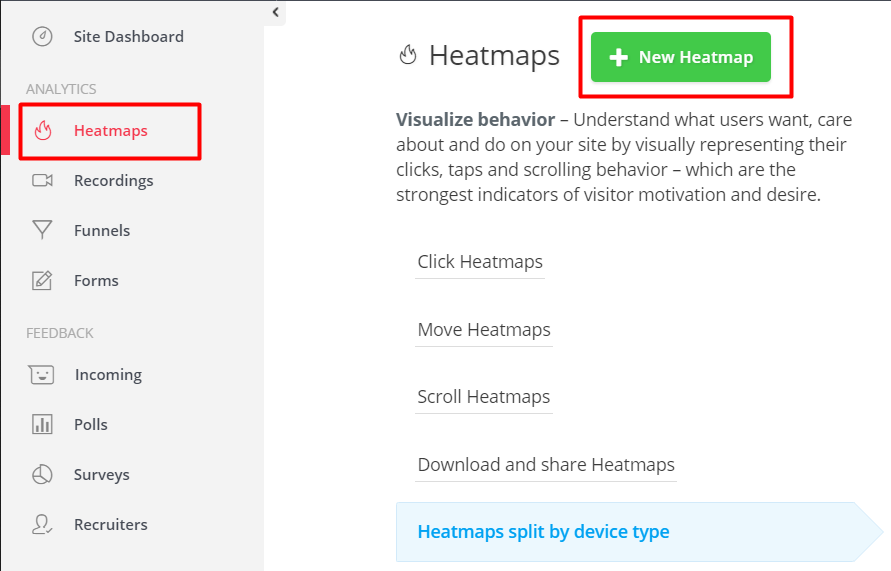 Hotjar Heatmap Oluşturma