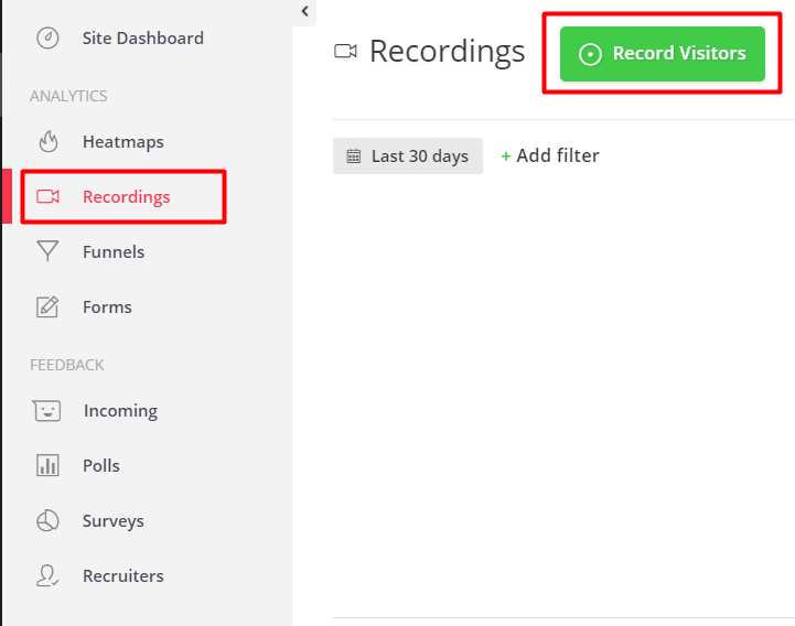 Hotjar Record Visitors